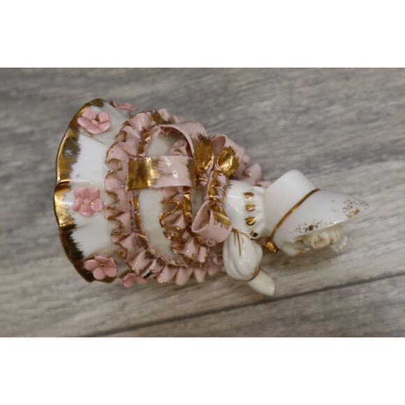 Vintage Geo Z Lefton Collectible Decoration Pink Bloomer Girl Porcelain KW1412 - Picture 4 of 12